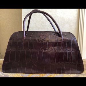 Peter Kent Crocodile Embossed Leather Satchel